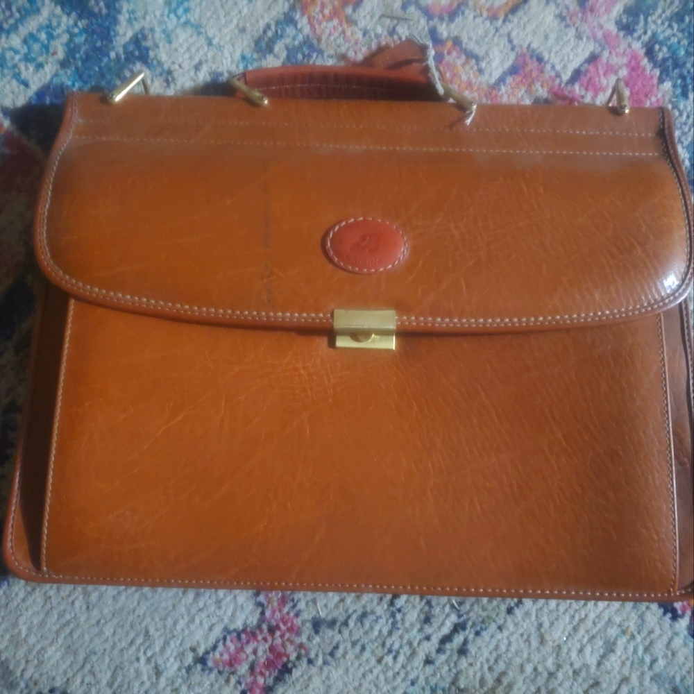 braciano vintage brown leather briefcase